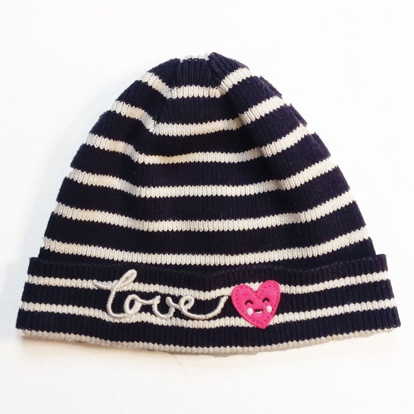 Brand Unknown Navy And White Striped Knit Baby Hat Size Unknown - Picture 1 of 2